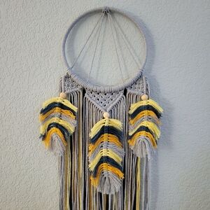 handmade boho feather macrame dreamcatcher wall art hanging decor wreath on hoop